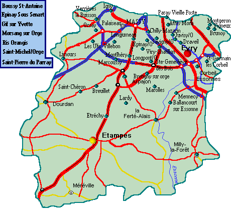 Carte de l'Essonne